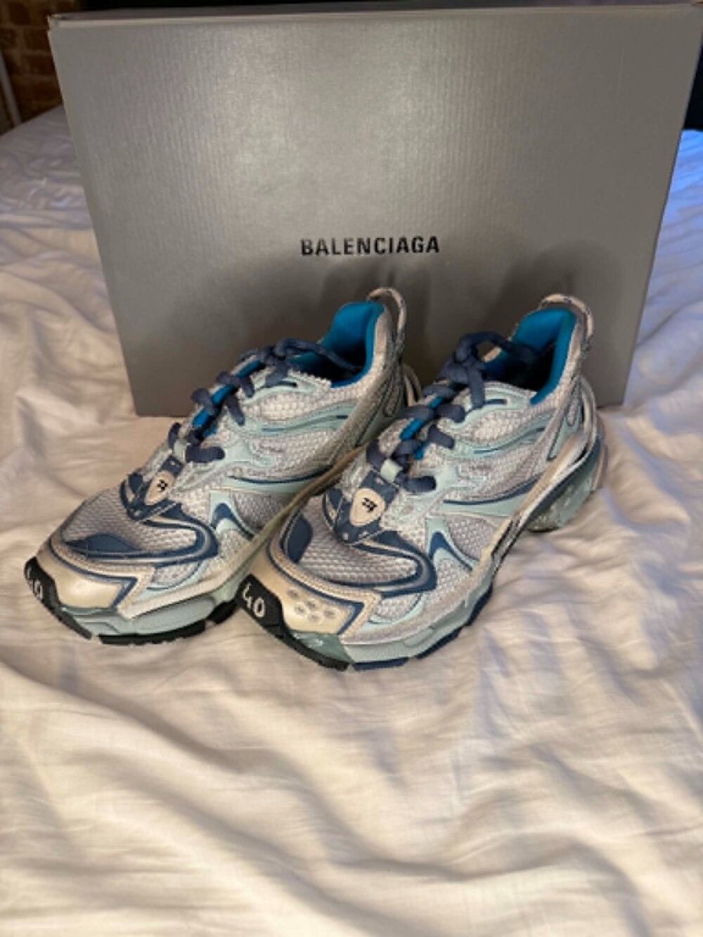 Balenciaga Runner 2 Leather Blue White Mix Beige Sneaker Men's EU 40 / US 7 NWB